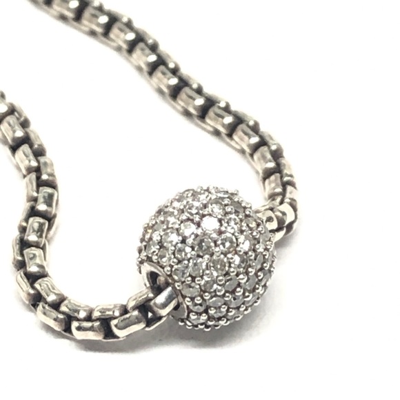 David Yurman Diamond Ball Necklace 925 